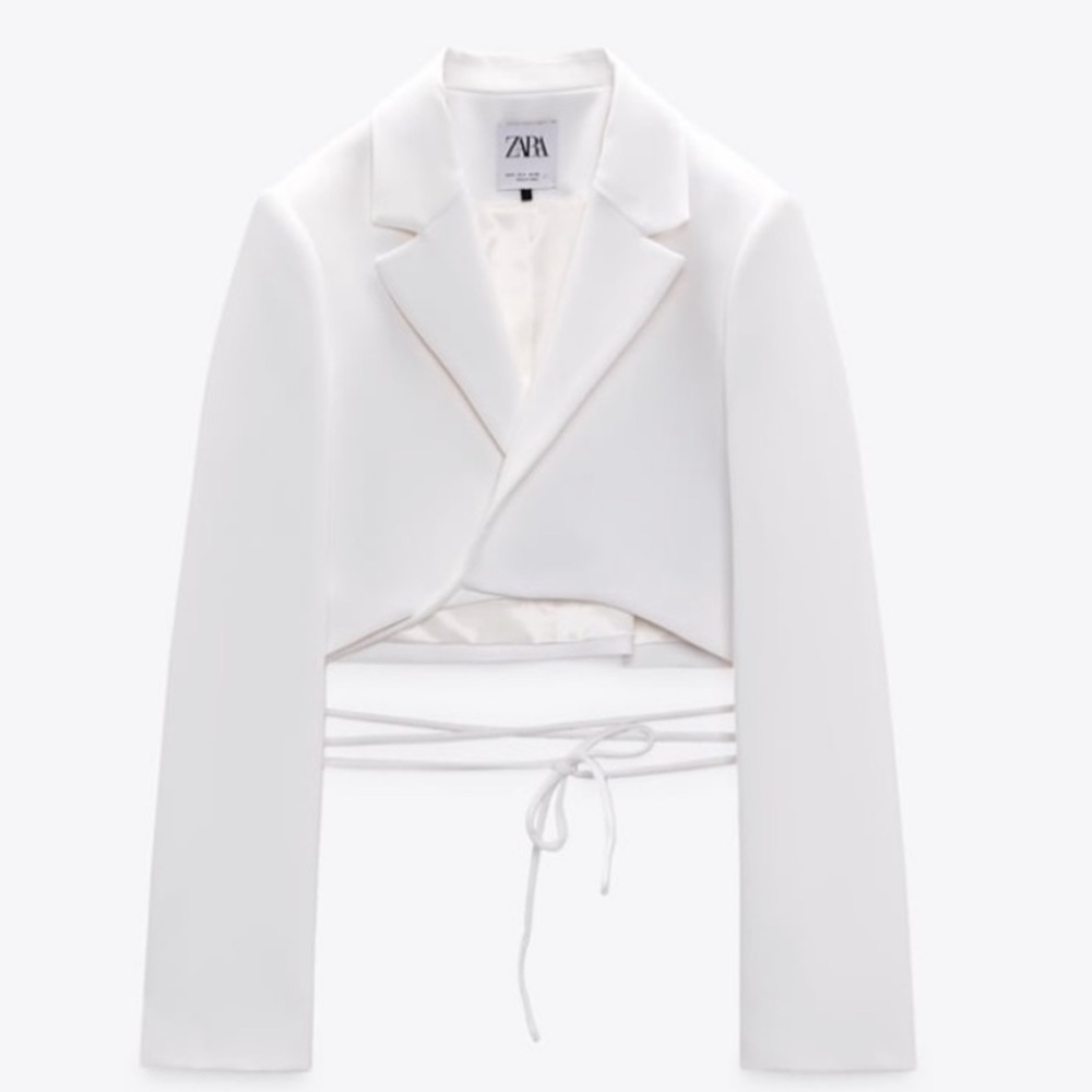 Zara crop blazer with wrap tie